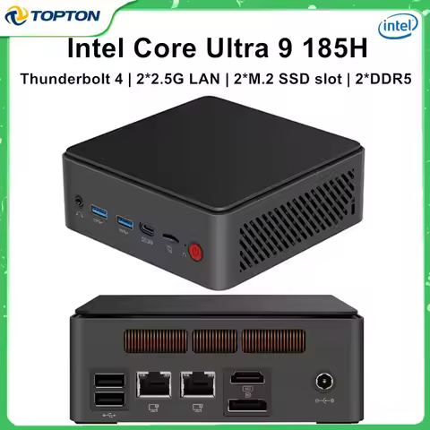 Topton 2x2.5G LAN AI Gaming Mini PC Intel Core Ultra 9 185H 7 155H Thunderbolt 4 2xPCIE4.0 slot 2xDD