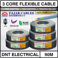 Sirim FAJAR (0.5MM-4MM) Copper 3 Core Flexible Cable Core | Fajar Cable Wire Wayar | PVC Control Cab