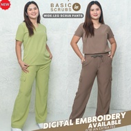 HTP Basics Wide-Leg Scrub Suit | Scrub Suit with Embroidery option Scrub Suit Medical Scrubs Uniform
