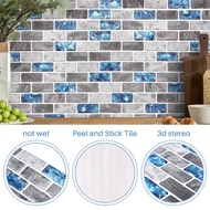 Vivid Tiles Blue Peel and Stick Tiles 3D Brick Effect Waterproof Kitchen Backsplash Decor Self Adhesive Wallpaper