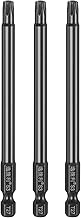 HARFINGTON 3pcs T27 Torx Screwdriver Bit 1/4" Hex Shank 100mm/4" Length S3 Steel Magnetic Tamper Pro