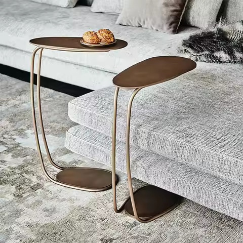 italian minimal c shape creative movable small coffee table metal simple sofa side table