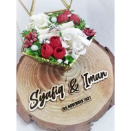 Dulang kayu hantaran berserta ukiran nama / Rustic wood hantaran kahwin tunang / engrave name on wood