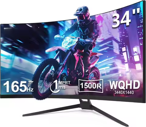 Fast delivery.UG34 34" Ultrawide 2K Curved Gaming Monitor with 165Hz Refresh Rate, 21:9 Aspect Ratio