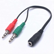 3.5 mm Y Splitter 2 Jack Male To 1 Female Headphone Microphone Audio Adapter Cable