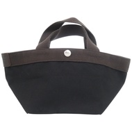 Herve Chapelier 黑色皮革帆布手提包，1824 年款，成色極佳 [二手] Herve Chapelier