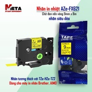 AZe-FX621 printed label [9mm x 8m] Super flexible label compatible with Brother TZe-261(Brother PT-E