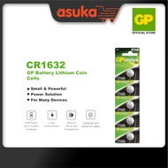 GP Lithium Coin Cells Battery CR1632 [ Card of 5s ] (VL1632 ML1632 BR1632 DL1632 KECR1632 CR 1632)