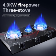 burner plate burner super kalan Burner gas stove Burner with griller ♥Gas stove 3 burner gas stove desktop 4.0KW firepower design energy saving and high efficiency✱