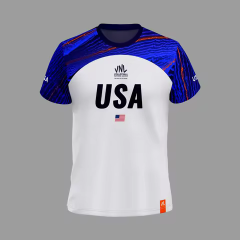 USA VNL White Jersey - Volleyball Jersey 3d Printing Sports Dry Quickly Men's T-Shirt Children's Clo