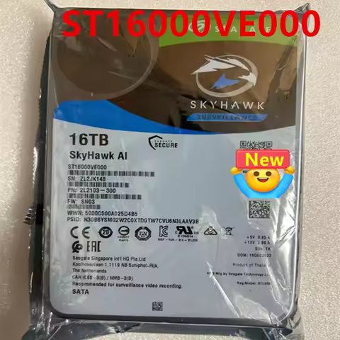New Original HDD For Seagate Skyhalk AI 16TB SATA 3.5" 256MB 7200RPM For NAS HDD For ST16000VE000