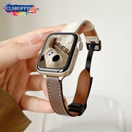 Leather Magnetic Buckle Strap for Apple Watch 9 8 45mm 41mm Ultra 49mm Geniune Leather Band for iWat