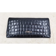 original FURLA real leather black wallet kueii