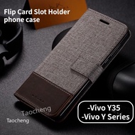 Casing Phone For Vivo Y35 Y22 s Y22s Y16 Y02s 4G 2022 Business Flip Card Slot Holder Phone Case Casi