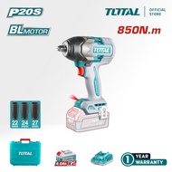 TOTAL Tools Cordless Impact Wrench + Battery + Charger (20V / 850Nm / 1/2" / Brushless) TIWLI20851 /