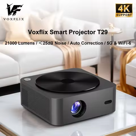VOXFLIX T29 1080P Full HD Intelligent Projector 700ANSI Lumen Contrast Ratio 15000:1 Android Home Pr