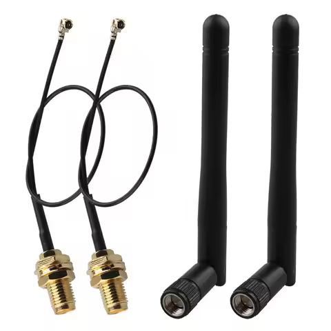 2pcs 433MHz Folding Rod Antenna 3dBi SMA Male Omni-Directional Aerial + 15cm UFL MHF1 to SMA Female 