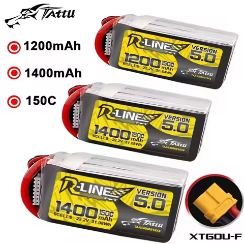 TATTU R-LINE 5.0 22.2V 1200mAh/1400mAh 150C LiPo Battery For RC Helicopter Quadcopter FPV Racing Dro