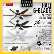BESTAR Hali Ceiling Fan With LED Light And Remote Control 6 Blade 48"/56"
