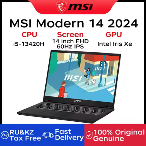 2024 MSI Modern 14 Laptop 14 Inch FHD 60Hz IPS Screen Notebook i5-13420H 16GB 512GB SSD Netbook With