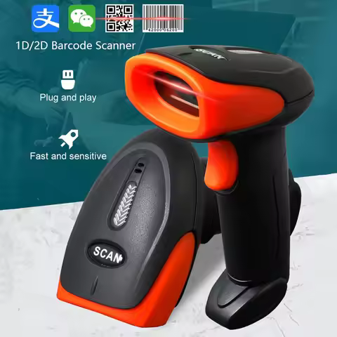 2.4G Wireless Wired Bluetooth Barcode Scanner 2D 1D Supermarket Data Collecter Handheld QR Bar Code 