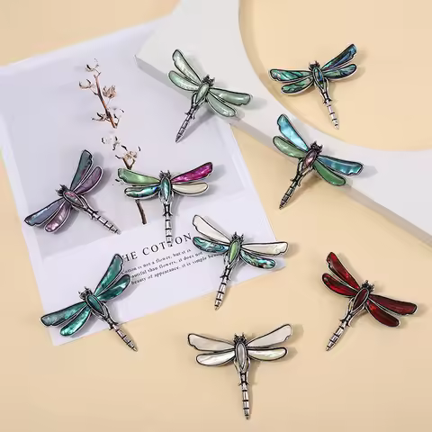 Shell inlaid dragonfly brooch pin DIY cartoon fashion abalone shell