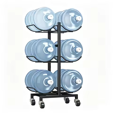 5 Gallon Water Jug Holder with 4 Wheels, Movable Foldable Water Jug Stand 3-Tier Water Bottle Holder