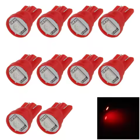 10x Red Car T10 W5W Tail Bulb Clearance Lamp 1 Emitters 5050 SMD LED 464 555 558 A001-R