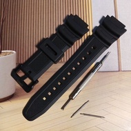 CASIO AE 1000 AE-1200 WATCH STRAP CASIO WATCH STRAP PREMIUM RUBBER FULL BLACK LOGO