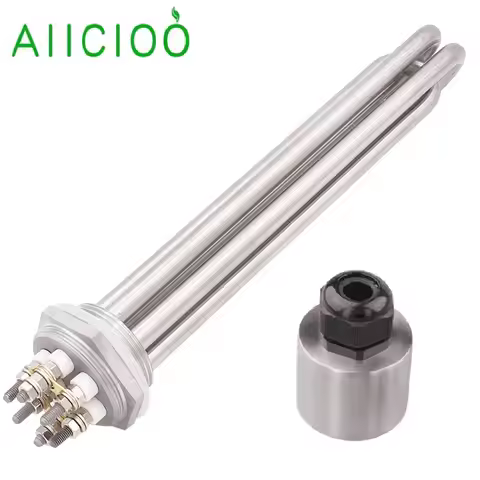 AIICIOO Water Heater 220/380v Immersion Heating Element DN32/DN40 Tubular Electric Heater 3KW/4.5KW/