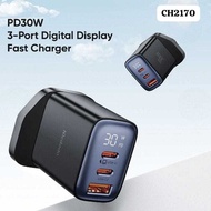 Mcdodo CH-2170 30W 3 Ports TYEPC- Digital Display Fast Charger