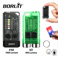 BORUIT  V3+V10 Mini Keychain Flashlight Set Type-C rechargeable With 80dB Alarm UV Magnetic Waterpro