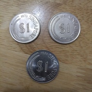 koin logam singapore vintage 1969 1970 1981 one dollar 1 dolar coin 