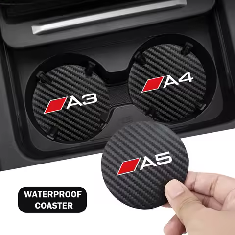 2Pcs Car Interior Leather Coaster Anti-noise Water Cup Pad For Audi Sline A3 A4 A5 A6 A7 A1 A2 A8 Q1