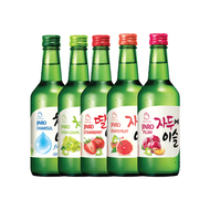 Jinro Korean Soju x 5 Bottles x 360ml - Green Grape, Strawberry, Grapefruit, Plum x 13% alc and Chamisul(Fresh original 17.2% alc)