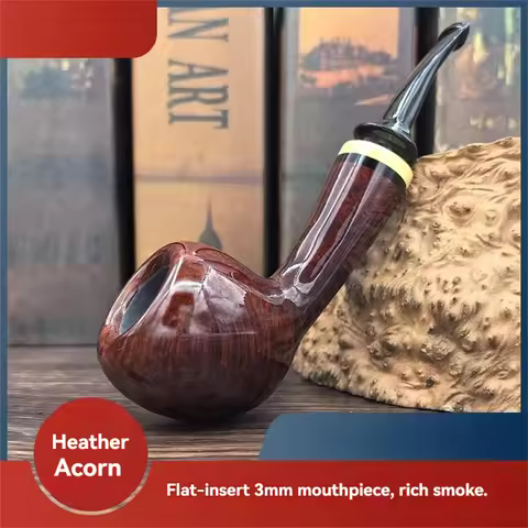 Briar Wood Acorn-shaped Tobacco Pipe | 3mm Bore & Detachable Stem | Hand-polished Smoking Pipe Gentl