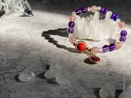 【緋紅色的眼淚。手鍊】紅硃砂、巴西紫水晶、草莓晶|朱砂、手串