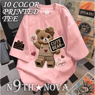 24H SHIP N9THNOVA CUTE BEAR PRINT Cimpiee TEXT TRENDY CASUAL T-SHIRT