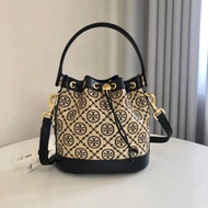 hot sale authentic tory burch bags women   Tory Burch T Monogram Woven Jacquard Bucket Bag Handbag Shoulder Bag Crossbody Bag tory burch official stor