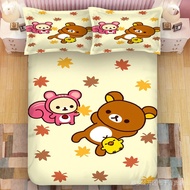 Rilakkuma Bed set 3D printed fitted Bedsheet pillowcase Single/Super single/queen/king customize beddings korean cotton