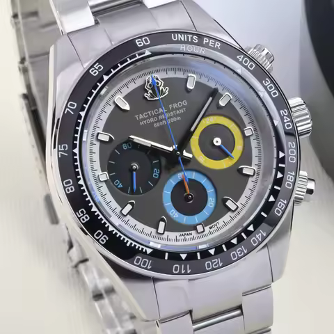 Tactical Frog 41mm Men's Timing Watch VS75 Solar Quartz Movement 316L Sapphire C3/BGW-9 Luminous Qua