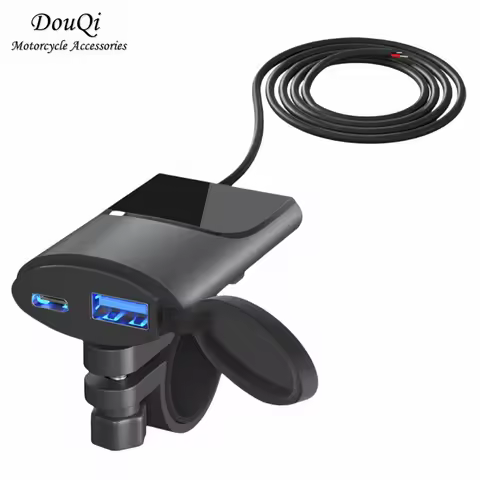 TYPE-C+USB QC3.0 Fast Charging Handlebar Motorcycle Phone Charger 12-24V IP67 Waterproof for Bike AT