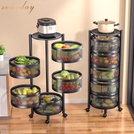 ✌⭐*IX*۞CJY 4&amp;5 Layer Rotatable Kitchen Utility Trolley Cart Shelf Storage Rack Organizer With Wheels