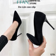 Women's pointed toe high heels [soft suede] stiletto heel 579 FFAN STORE, closed toe 5 7 9 cm black 