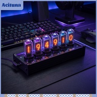 Acituna Retro-Futuristic Electronic Clock with Tube Display Digital-Dystopian Nixie Tube Clock Illum