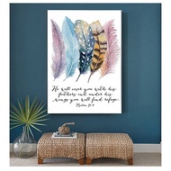 Birds Feathers Scripture Christian Quotes Painting Wall Home Decor Bible Verse Psalm 91:4 Poster Thi