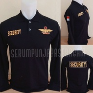 BLACK WINGS LOGO SECURITY T-SHIRT LONG SLEEVE FULL EMBROIDERY - BLACK WINGS LOGO SECURITY COLLAR T-S