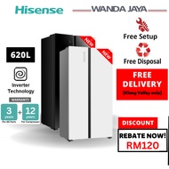 [FREE DELIVERY] Hisense Side by Side Inverter 620L Refrigerator RS688N4AWU / RS688N4ABU [Peti Sejuk 