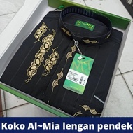 Baju Koko Al Mia Lengan Pendek Original Warna Hitam Almia Pria Dewasa