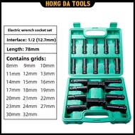 Electric Wrench Accessories Hex Socket Set with Large Drive Extension for Automotive and Mechanical 